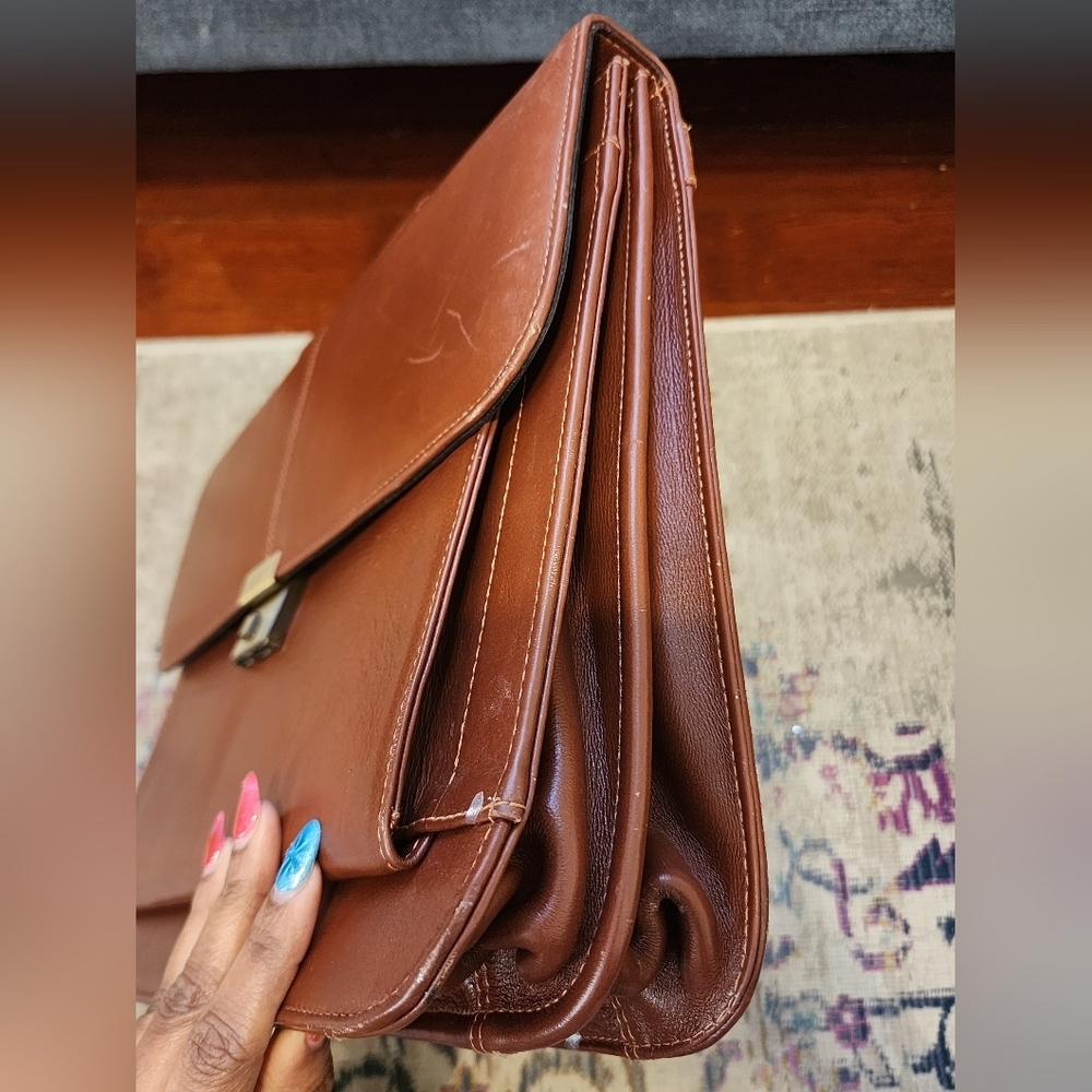 Vintage 1907 Brown 100% Leather Briefcase - Picture 10 of 15